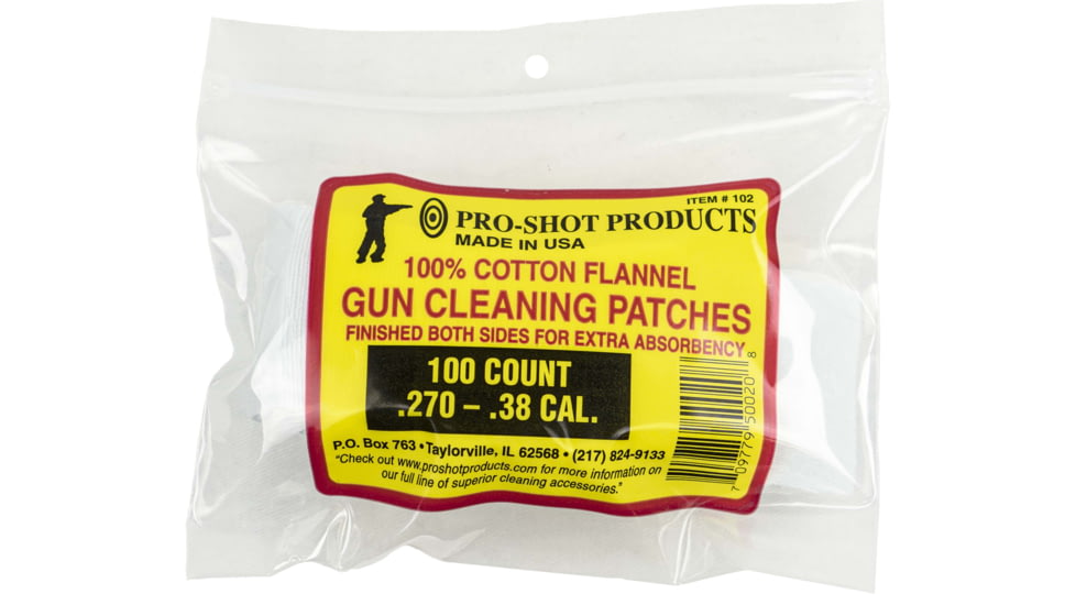 Pro-Shot Cotton Flannel Patches .270-.38 Caliber 2 Inch Round 100 Per Bag
