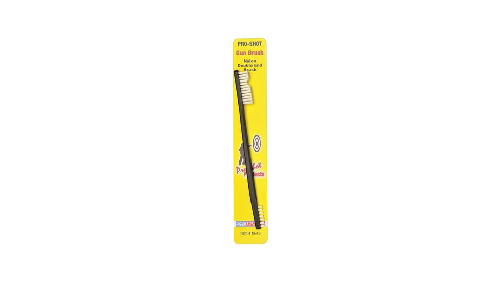 Pro-Shot Pro-Shot Double End Gun Brush Nylon, Gray Handle w/ White Bristles, M16