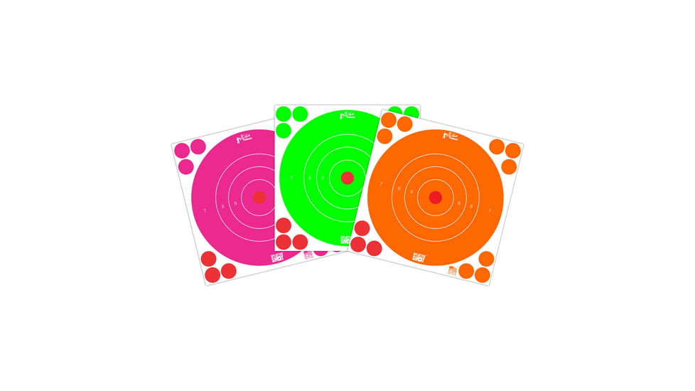 Pro-Shot Splatter Shot High Vis Fluorescent Bullseye Combo, 6 Pack, 3-color, 8in, 8B-FL-6COMBO