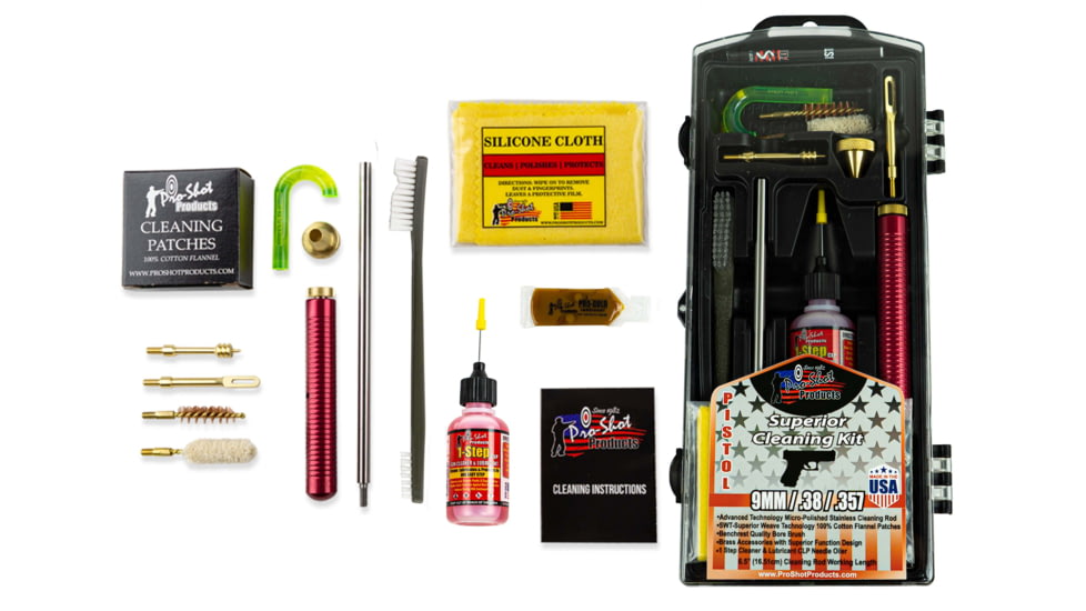 Pro-Shot Pistol Classic Box Gun Cleaning Kit, .357 SIG/.38 Special/9mm, Stainless Steel, P38/9KIT
