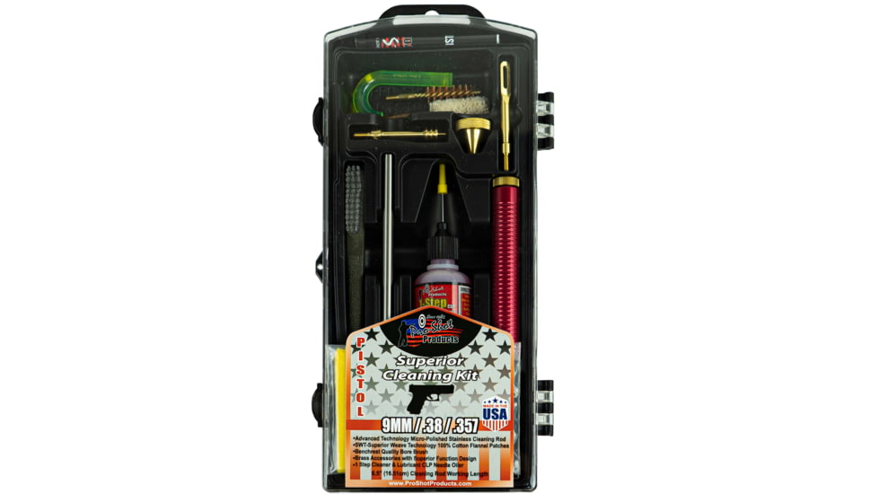 Pro-Shot Pistol Classic Box Gun Cleaning Kit, .357 SIG/.38 Special/9mm, Stainless Steel, P38/9KIT