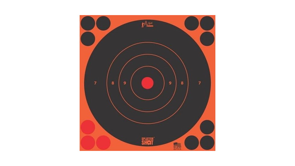 Pro-Shot Splatter Shot 8in Orange Bullseye Target - 6 pr Pack 10/ct Case, 8B-ORNG-6PKx10
