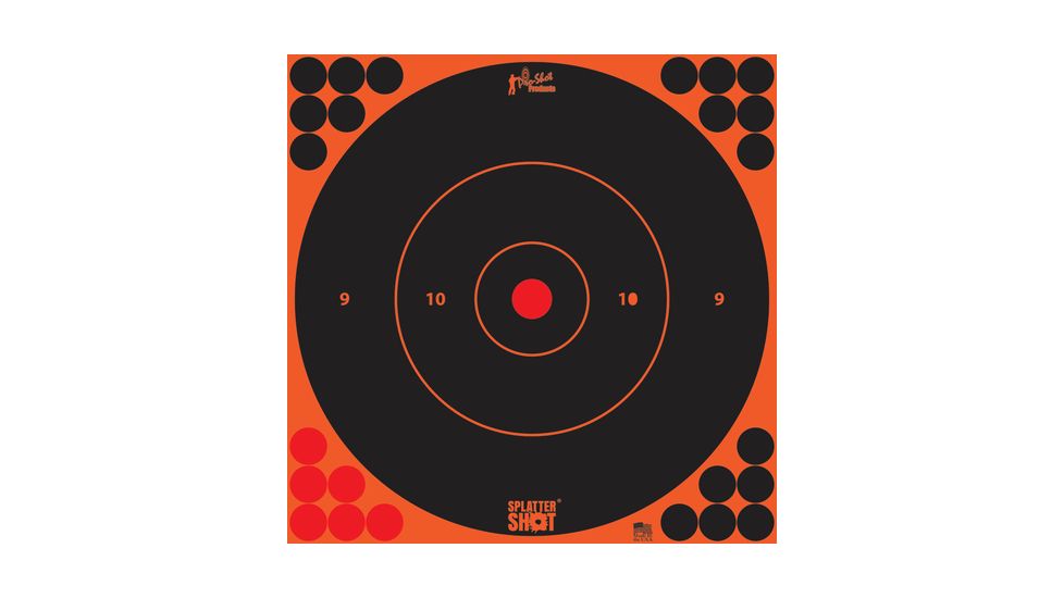 Pro-Shot Pro-Shot Splatter Shot Bullseye Targets Peel And Stick 12 Inch Orange 12 Pack, Orange, 12B-ORNGE-12PK