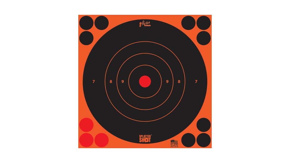 Pro-Shot Pro-Shot Splatter Shot Bullseye Targets Peel And Stick 8 Inch Orange 30 Pack, Orange, 8B-ORNG-30PK