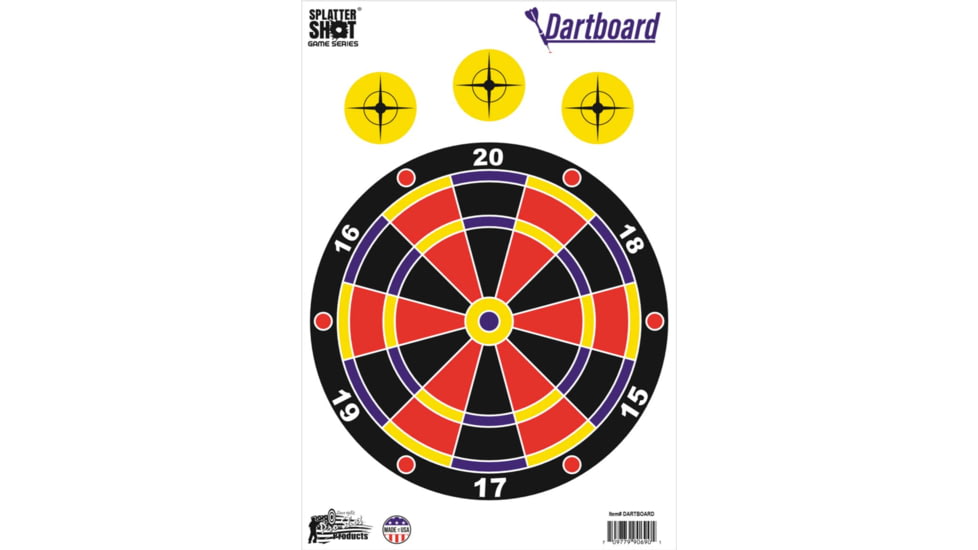 Pro-Shot Splatter Shot Game Series Dartboard Heavy Tag Paper Target, 12in x 18in, 8 Pack, GS-DART-8PK