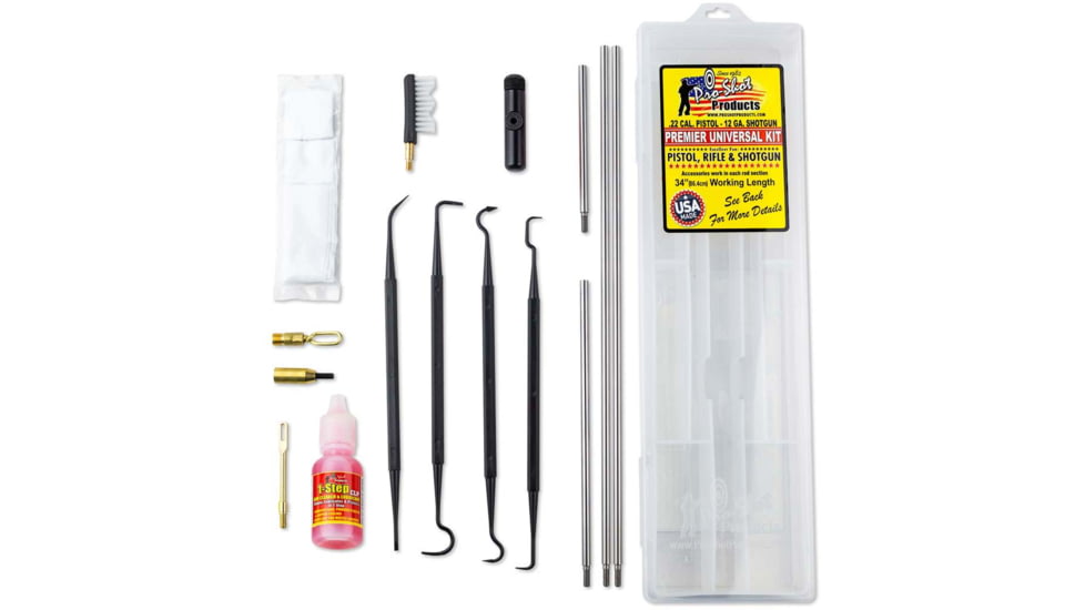 Pro-Shot Universal Box Gun Cleaning Kit w/Swivel T Handle, Stainless Steel, .22 Cal. - 12 Ga. UVBOXKIT