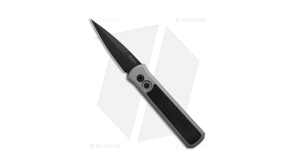 Pro-Tech Knives Godson Automatic Folding Knife, 3.15in, 154CM, Spear Point Blade, Aluminum, G-10, Black/Gray Handle, Tactical, Black/Gray/Black, 7.56 inch, BHQ-193380