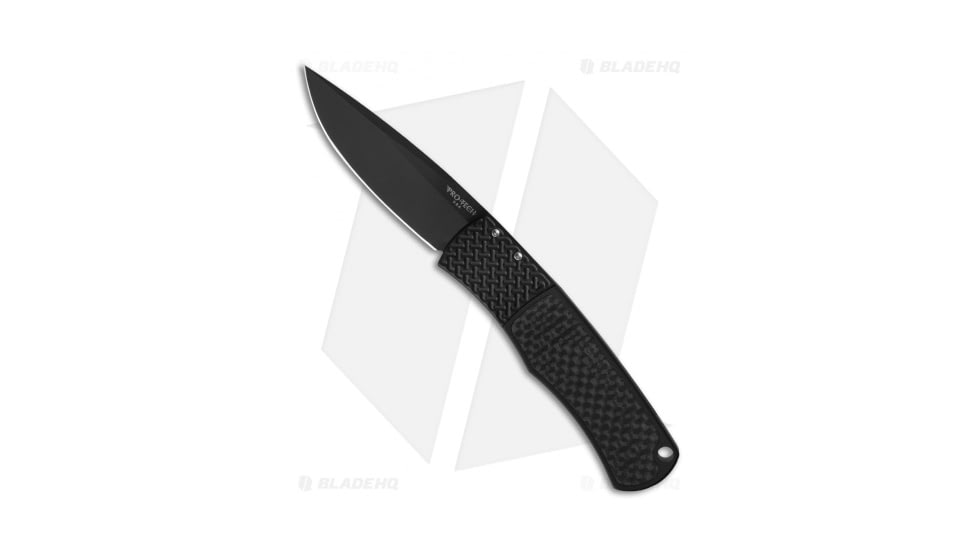 Pro-Tech Knives Magic BR-1 Whiskers Automatic Folding Knife, 3.125in, 154CM, Drop Point Blade, Aluminum, Carbon Fiber, Black Handle, Standard, Black/Black, 7.25 inch, BHQ-30244