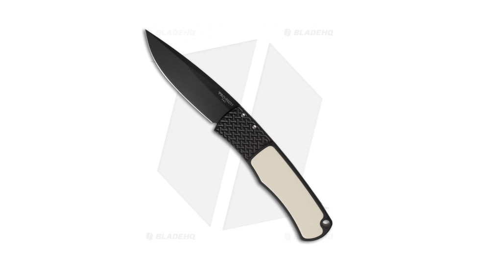 Pro-Tech Knives Magic BR-1 Whiskers Automatic Folding Knife, 3.125in, 154CM, Drop Point Blade, Aluminum, Micarta, Black/White Handle, Tuxedo, Black/White/Black, 7.25 inch, BHQ-30246