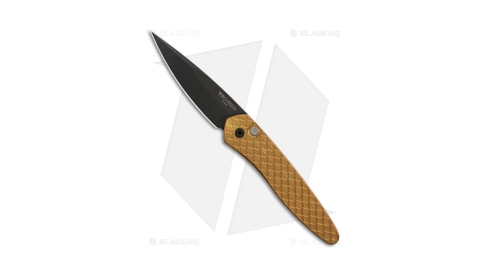 Pro-Tech Knives Newport Custom Automatic Folding Knife, 3.00in, CPM S35VN, Spear Point Blade, Stainless Steel, Copper/Rose Handle, Steel, Copper/Rose/Black, 7.125 inch, BHQ-83456