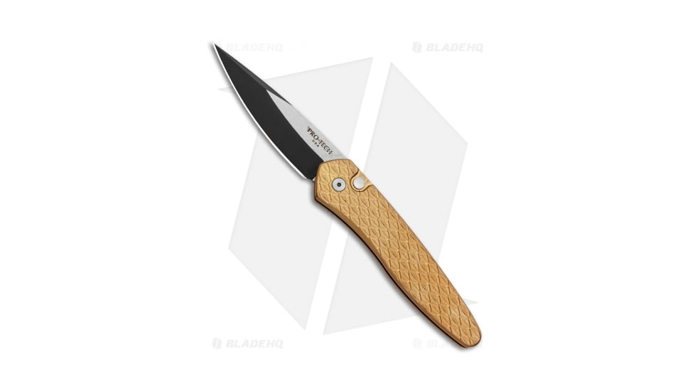 Pro-Tech Knives Newport Custom Automatic Folding Knife, 3.00in, CPM S35VN, Spear Point Blade, Stainless Steel, Copper/Rose Handle, Standard, Copper/Rose/Black, 7.125 inch, BHQ-88611