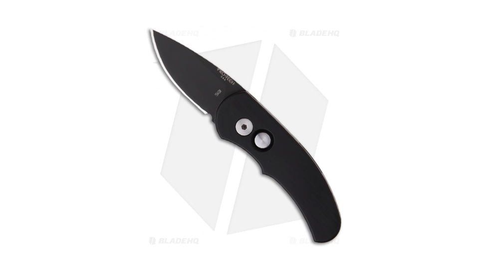 Pro-Tech Knives Runt J4 Automatic Folding Knife, 1.94in, 154CM, Drop Point Blade, Aluminum, Black Handle, Black/Black, 5.27 inch, BHQ-2652