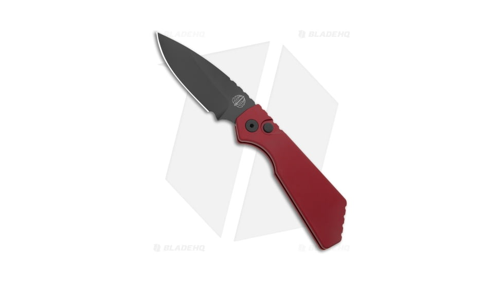 Pro-Tech Knives Strider + PT Automatic Folding Knife, 3.00in, CPM MagnaCut, Drop Point Blade, Aluminum, Red Handle, Standard, Red/Black, 7.00 inch, BHQ-208668