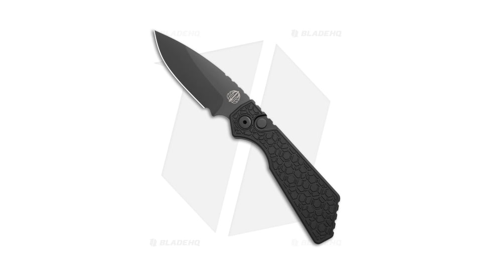 Pro-Tech Knives Strider + PT Automatic Folding Knife, 3.00in, CPM MagnaCut, Drop Point Blade, Aluminum, Black Handle, Gridlock, Black/Black, 7.00 inch, BHQ-209368