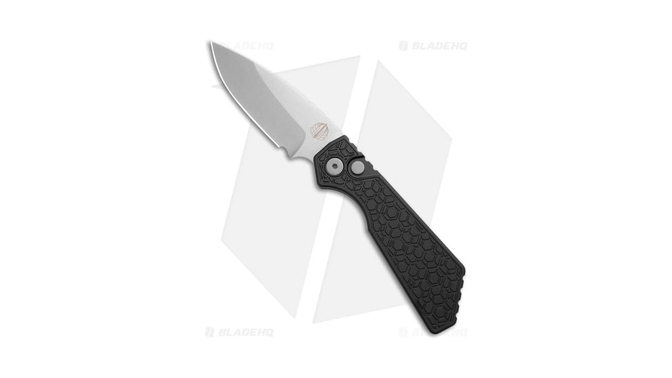 Pro-Tech Knives Strider + PT Automatic Folding Knife, 3.00in, CPM MagnaCut, Drop Point Blade, Aluminum, Black Handle, Gridlock, Black/Gray, 7.00 inch, BHQ-209369