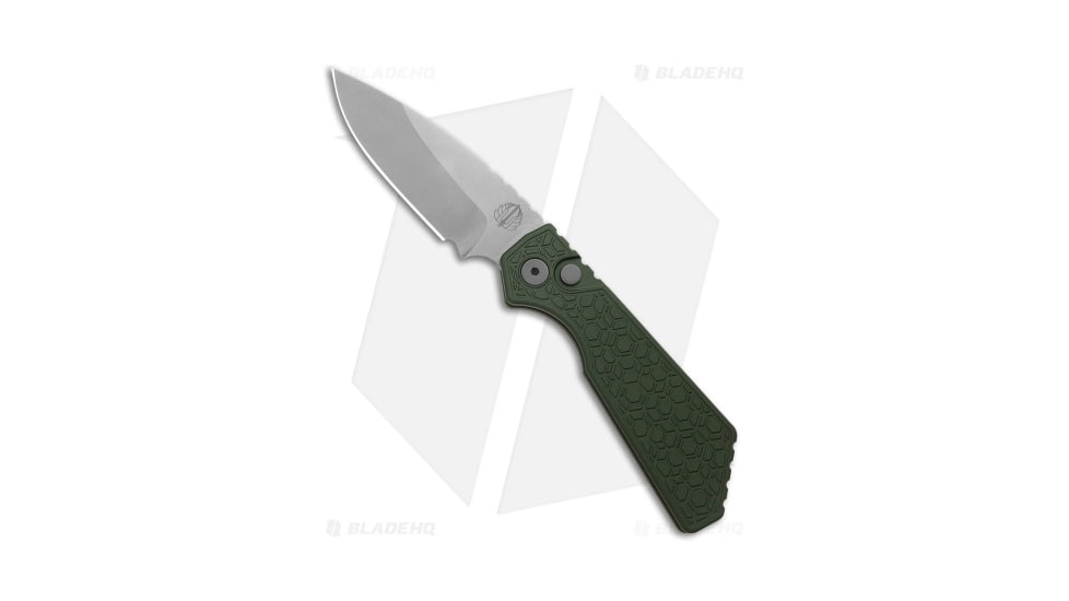 Pro-Tech Knives Strider + PT Automatic Folding Knife, 3.00in, CPM MagnaCut, Drop Point Blade, Aluminum, Green Handle, Gridlock, Green/Gray, 7.00 inch, BHQ-210176