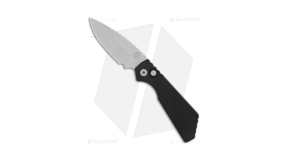 Pro-Tech Knives Strider + PT MagnaCut Automatic Folding Knife, 2.75in, CPM MagnaCut, Drop Point Blade, Aluminum, Black Handle, Knurled, Black/Gray, 7.00 inch, BHQ-182955
