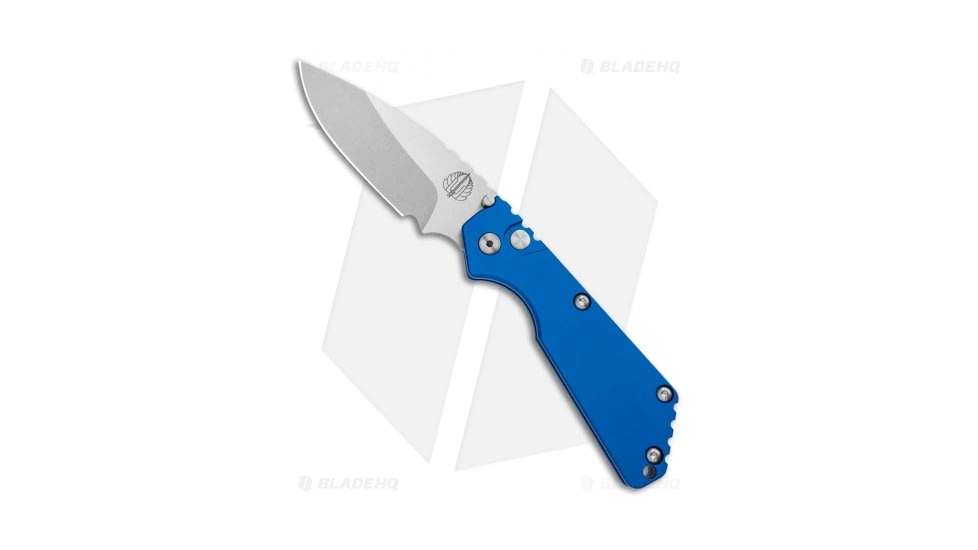 Pro-Tech Knives Strider + SnG Automatic Folding Knife, 3.50in, 154CM, Drop Point Blade, Aluminum, Blue Handle, Solid, Blue/Gray, 8.125 inch, BHQ-105835