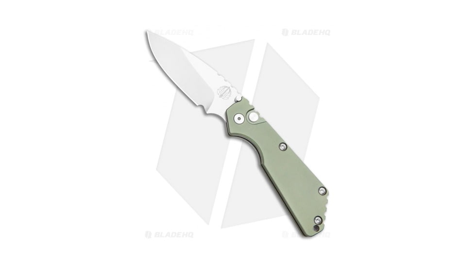 Pro-Tech Knives Strider + SnG Automatic Folding Knife, 3.50in, 154CM, Drop Point Blade, Aluminum, Green Handle, Standard, Green/Gray, 8.25 inch, BHQ-108079