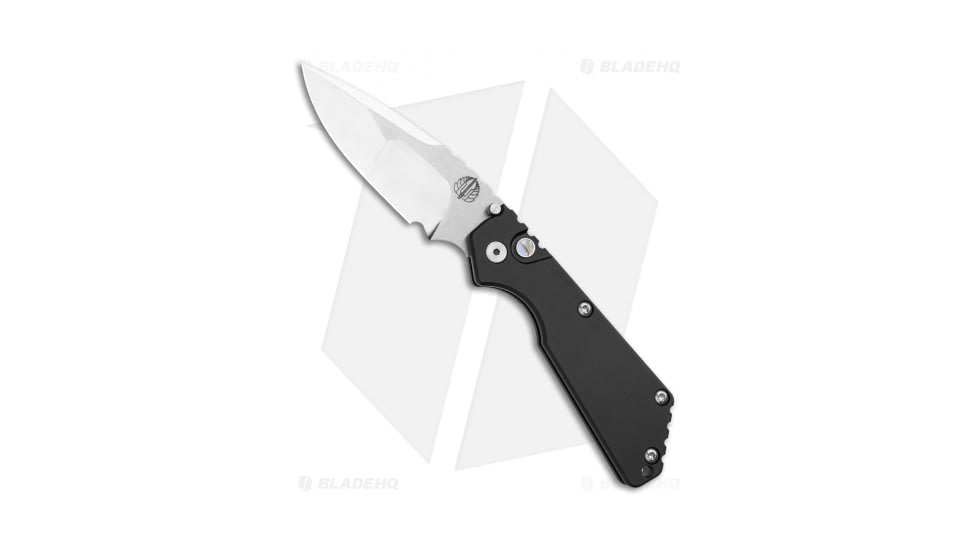 Pro-Tech Knives Strider + SnG Automatic Folding Knife, 3.50in, 154CM, Drop Point Blade, Aluminum, Black Handle, Mirror, Black/Steel, 8.25 inch, BHQ-118997