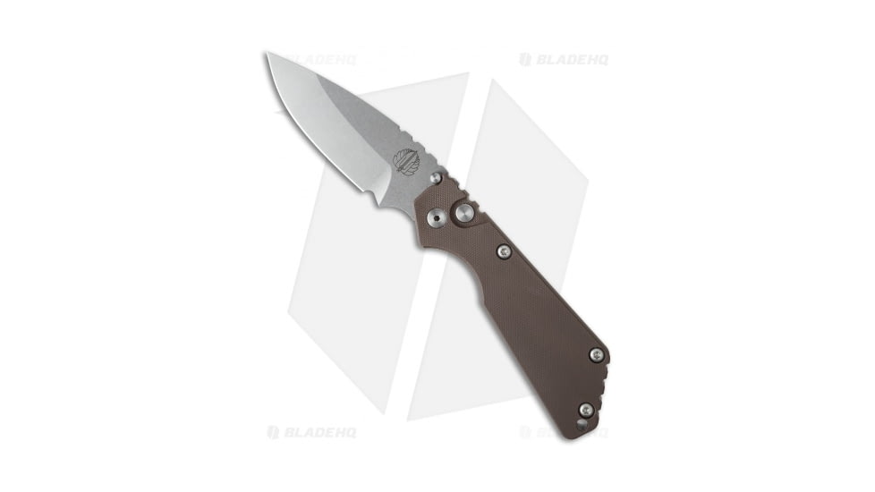 Pro-Tech Knives Strider + SnG Automatic Folding Knife, 3.50in, 154CM, Drop Point Blade, G-10, Brown Handle, Standard, Earth Brown/Gray, 8.25 inch, BHQ-29823