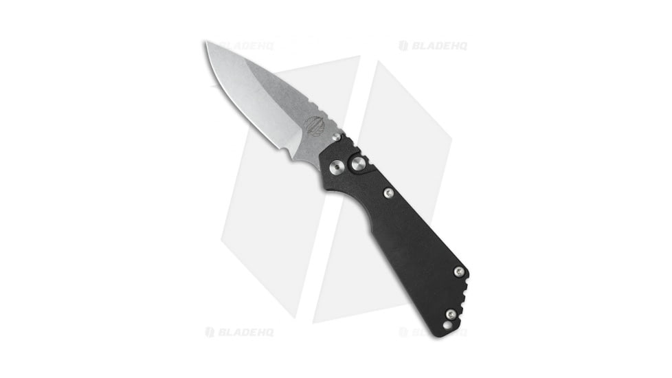 Pro-Tech Knives Strider + SnG Automatic Folding Knife, 3.50in, 154CM, Drop Point Blade, Micarta, Black Handle, Double, Black/Gray, 8.25 inch, BHQ-29973