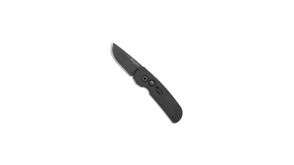 Pro-Tech Knives Calmigo Tactical Automatic Folding Knife, 1.99in, 154CM, Drop Point Blade, Aluminum, Black Handle, Black/Black, 5.49 inch, BHQ-107294