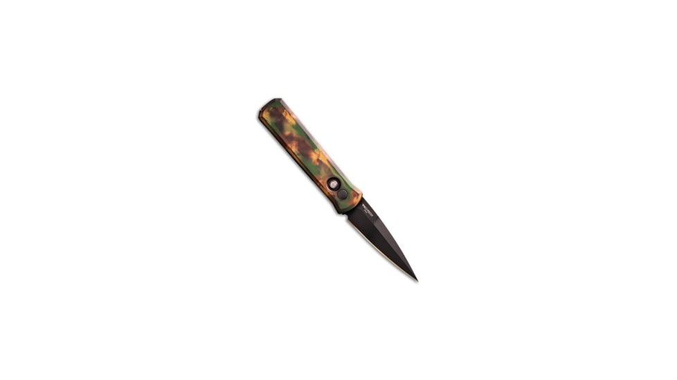 Pro-Tech Pro-Tech Godson Left Hand Automatic Knife Woodland Camo Aluminum 3.15" DLC, Camo, 154CM, adult, BHQ-224881