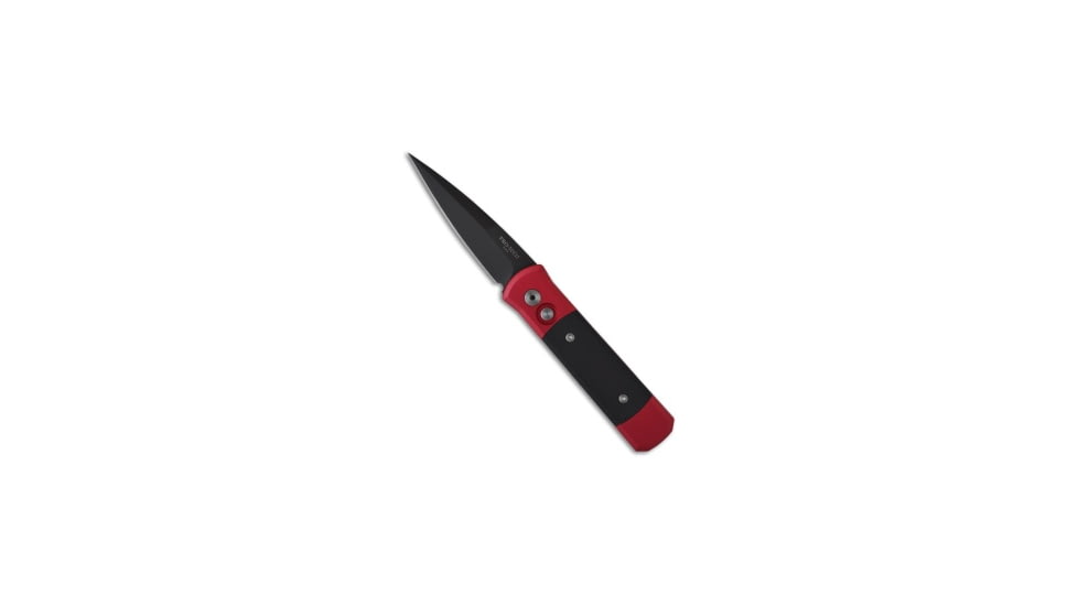Pro-Tech Knives Godson Red Automatic Folding Knife, 3.15in, 154CM, Spear Point Blade, G-10, Black/Red Handle, Black/Red/Gray, 7.56 inch, BHQ-9421