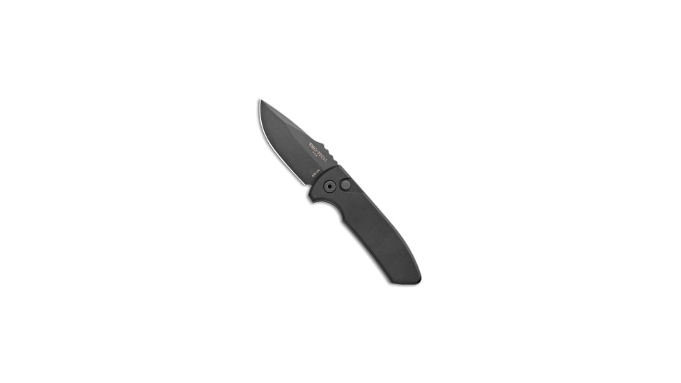 Pro-Tech Knives Les George SBR Automatic Folding Knife, 2.625in, CPM S35VN, Drop Point Blade, Aluminum, Black Handle, Standard, Black/Black, 6.50 inch, BHQ-99837