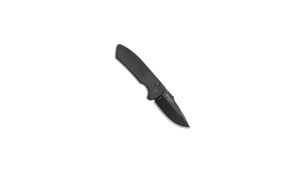 Pro-Tech Knives Les George SBR Automatic Folding Knife, 2.625in, CPM S35VN, Drop Point Blade, Aluminum, Black Handle, Left-Handed, Black/Black, 6.50 inch, BHQ-141223