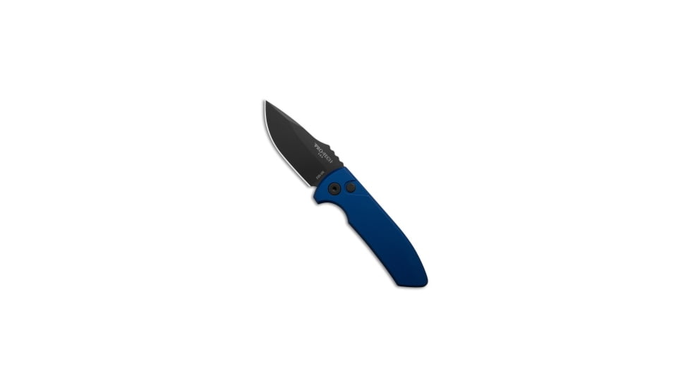 Pro-Tech Knives Les George SBR Automatic Folding Knife, 2.625in, CPM S35VN, Drop Point Blade, Aluminum, Blue Handle, Standard, Blue/Black, 6.50 inch, BHQ-117551