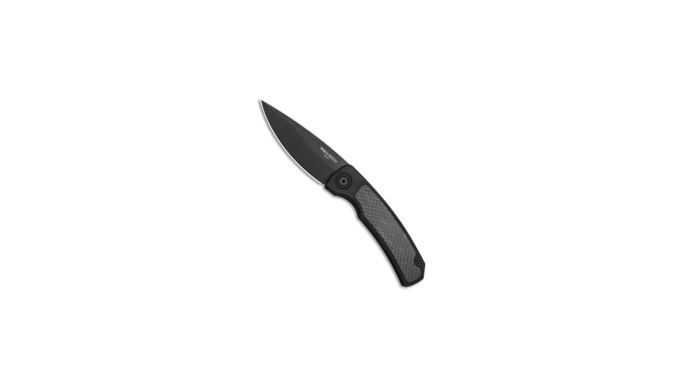 Pro-Tech Knives Magic 2 Whiskers Automatic Folding Knife, 3.75in, 154CM, Spear Point Blade, Aluminum, Carbon Fiber, Black Handle, Standard, Black/Black, 8.625 inch, BHQ-80652
