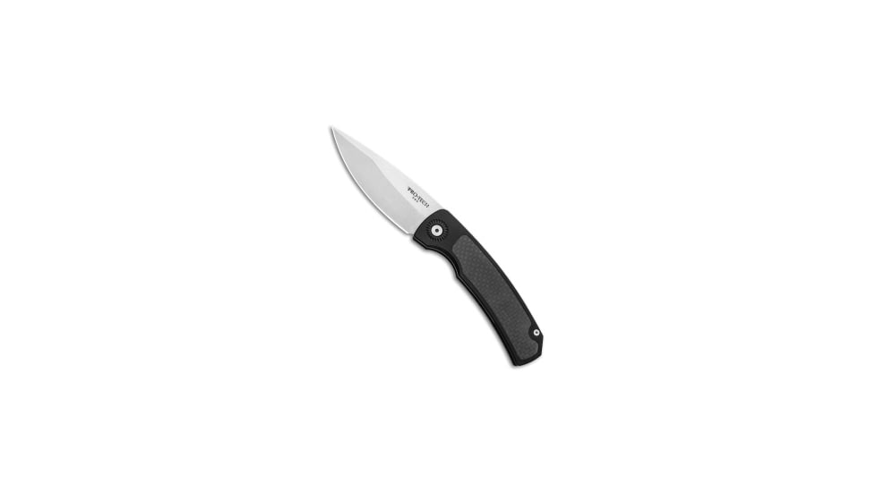 Pro-Tech Knives Magic 2 Whiskers Automatic Folding Knife, 3.75in, 154CM, Spear Point Blade, Aluminum, Carbon Fiber, Black Handle, Stonewash, Black/Gray, 8.625 inch, BHQ-87197