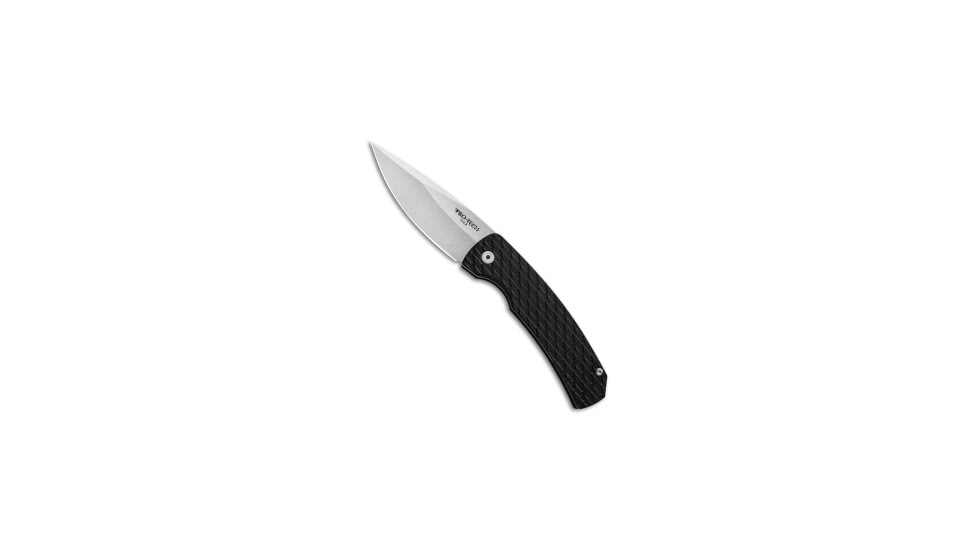 Pro-Tech Knives Magic 2 Whiskers Automatic Folding Knife, 3.75in, 154CM, Spear Point Blade, Aluminum, Black Handle, Feather Texture, Stonewash, Black/Gray, 8.625 inch, BHQ-92840