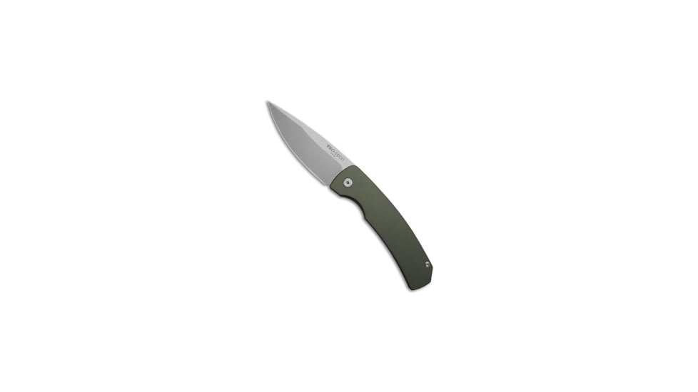 Pro-Tech Knives Magic 2 Whiskers Automatic Folding Knife, 3.75in, 154CM, Spear Point Blade, Aluminum, Green Handle, Stonewash, Green/Gray, 8.625 inch, BHQ-216796