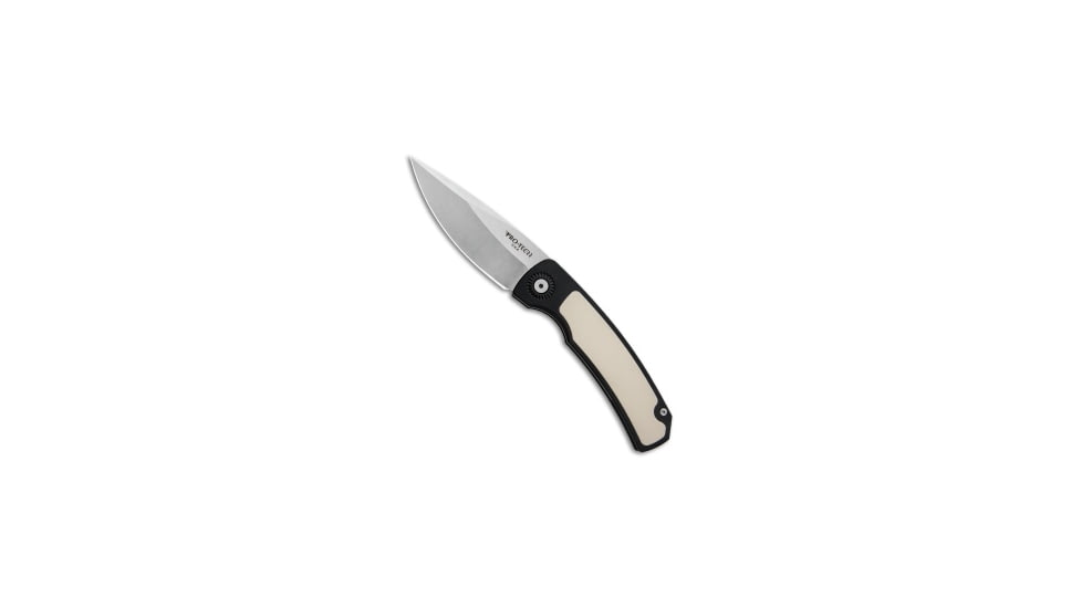 Pro-Tech Knives Magic 2 Whiskers Custom Automatic Folding Knife, 3.75in, 154CM, Spear Point Blade, Aluminum, Micarta, Black/White Handle, Black/White/Gray, 8.625 inch, BHQ-87919