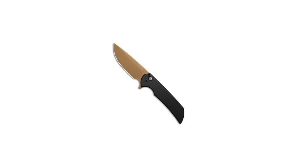 Pro-Tech Pro-Tech Mordax Button Lock Knife Black Aluminum 3.5" Tan PVD, Black, CPM MagnaCut, adult, BHQ-228327