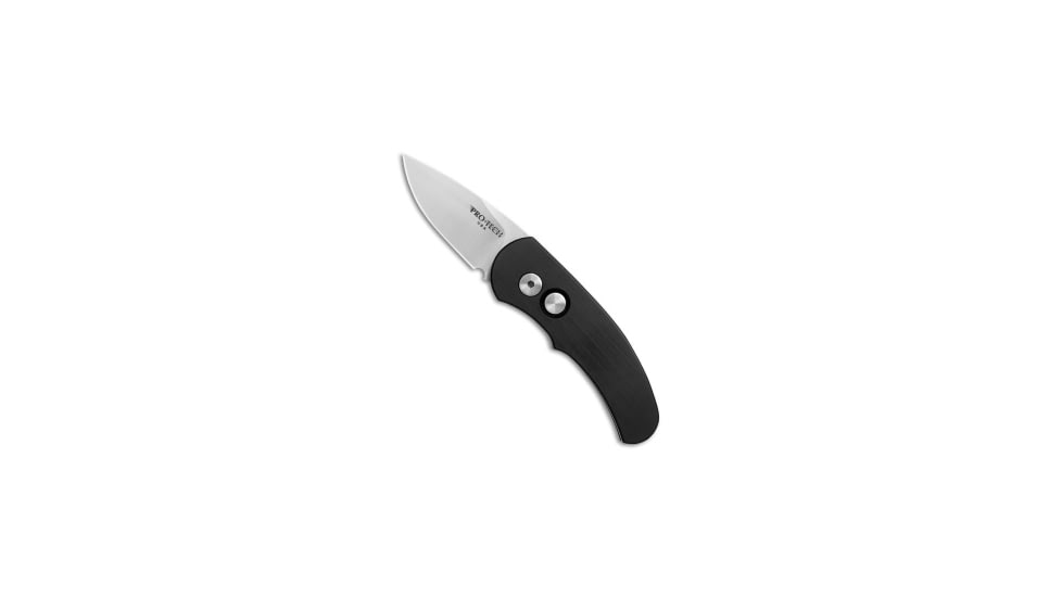 Pro-Tech Knives Runt J4 Automatic Folding Knife, 1.94in, 154CM, Drop Point Blade, Aluminum, Black Handle, Black/Gray, 5.27 inch, BHQ-3756