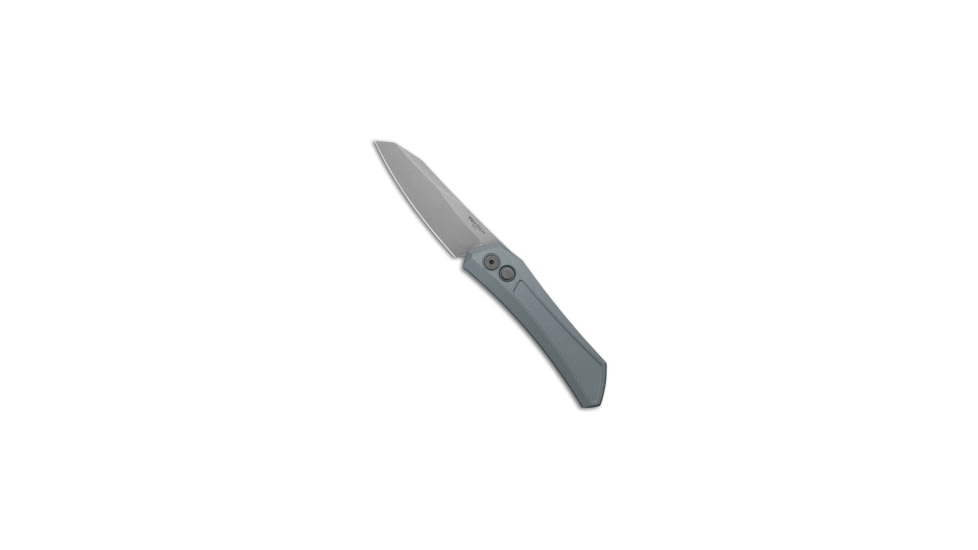 Pro-Tech Knives Sinkevich Oligarch Automatic Folding Knife, 3.25in, CPM MagnaCut, Sheepsfoot Blade, Aluminum, Gray Handle, Stonewash, Gray/Gray, 7.50 inch, BHQ-209357