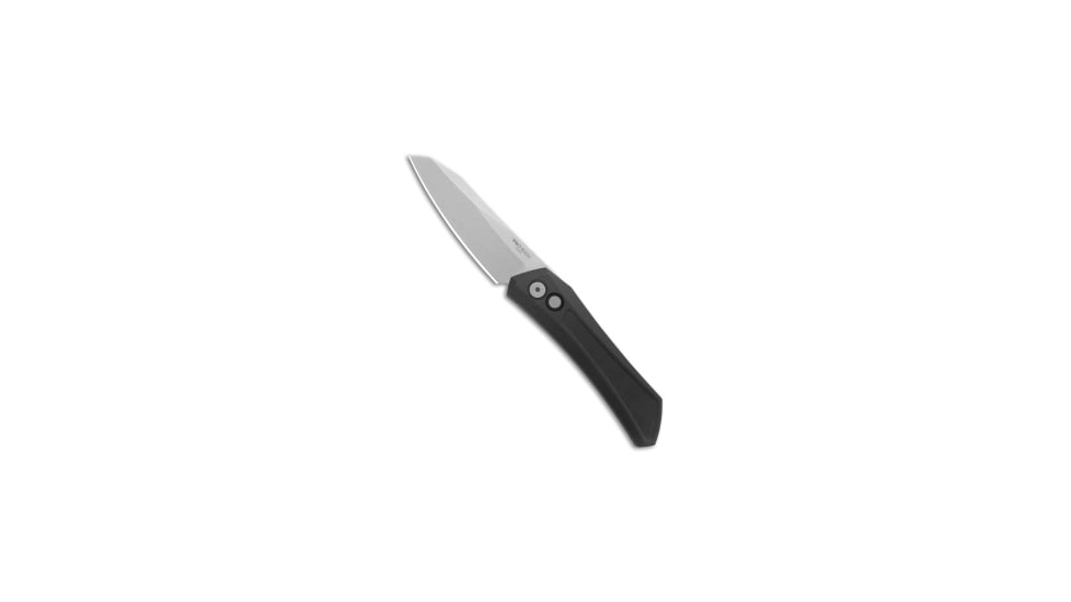 Pro-Tech Knives Sinkevich Oligarch Automatic Folding Knife, 3.25in, CPM MagnaCut, Sheepsfoot Blade, Aluminum, Black Handle, Stonewash, Black/Gray, 7.50 inch, BHQ-203314