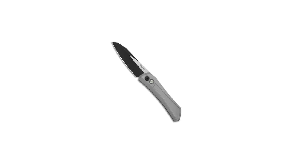 Pro-Tech Knives Sinkevich Oligarch Automatic Folding Knife, 3.25in, CPM MagnaCut, Sheepsfoot Blade, Aluminum, Gray Handle, Two-Tone, Gray/Black, 7.50 inch, BHQ-207839