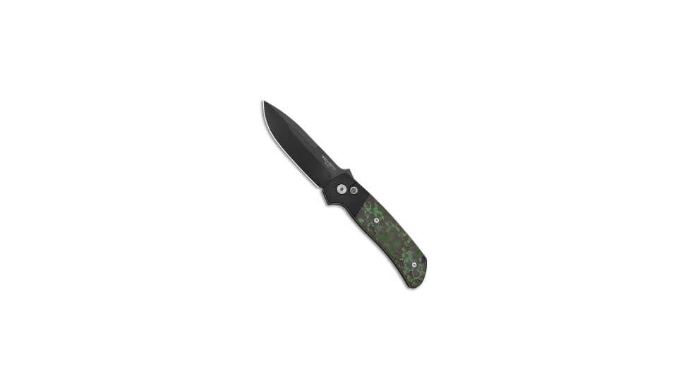 Pro-Tech Knives Terzuola ATCF GXIII Automatic Folding Knife, 3.50in, CPM MagnaCut, Drop Point Blade, Aluminum, Carbon Fiber, Black/Green Handle, Black/Green/Black, 7.875 inch, BHQ-174780
