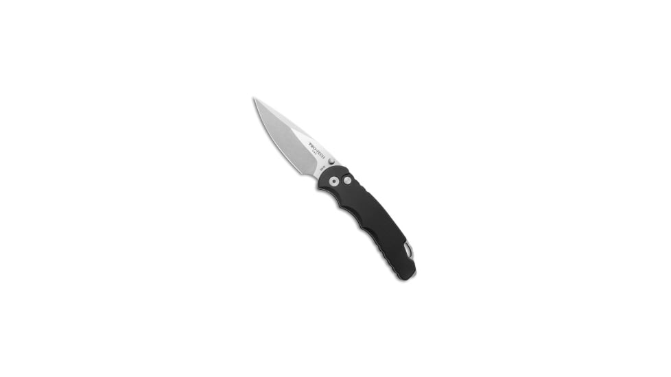 Pro-Tech Knives TR-5 Lerch Spring Assisted Opening Folding Knife, 3.25in, CPM S35VN, Drop Point Blade, Aluminum, Black Handle, Black/Gray, 7.625 inch, BHQ-34430