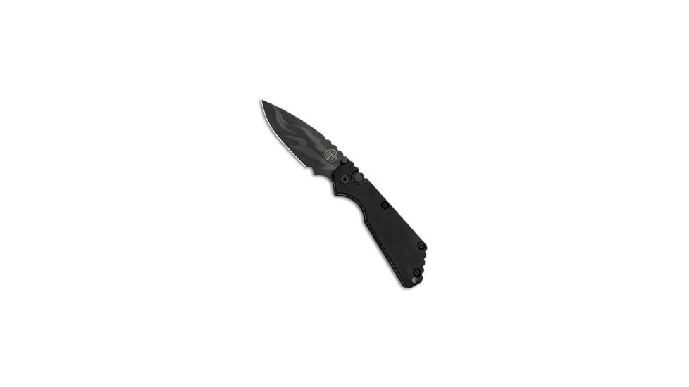 Pro-Tech Knives Strider + SnG Automatic Folding Knife, 3.50in, 154CM, Drop Point Blade, Aluminum, Black Handle, Shark Skin, Black/Black, 8.25 inch, BHQ-84938
