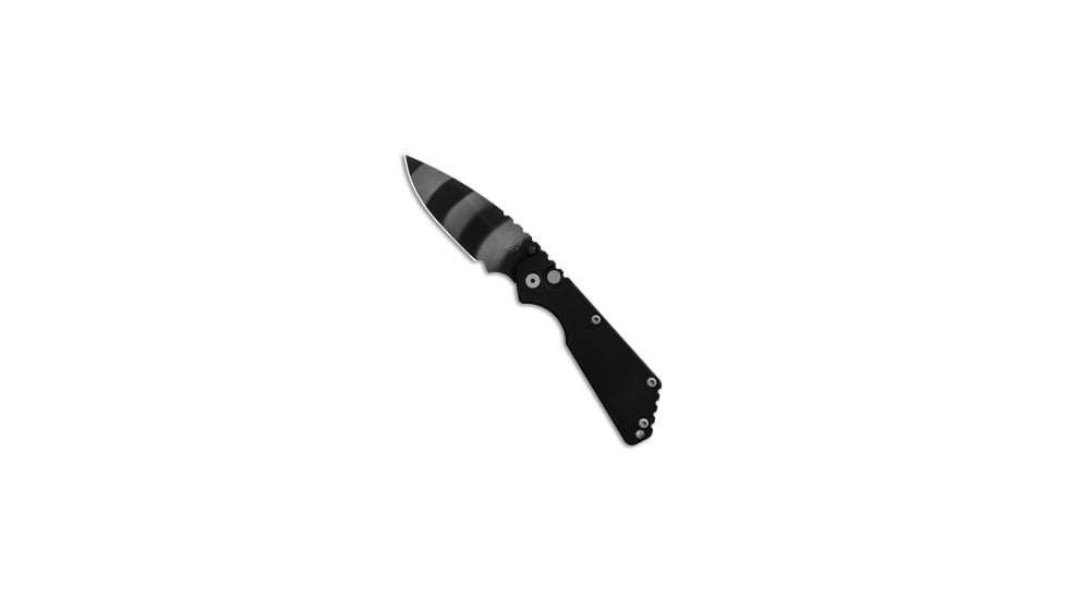 Pro-Tech Knives Strider + SnG Automatic Folding Knife, 3.50in, 154CM, Drop Point Blade, Aluminum, Black Handle, Tiger Stripe DLC, Black/Black, 8.25 inch, BHQ-85277