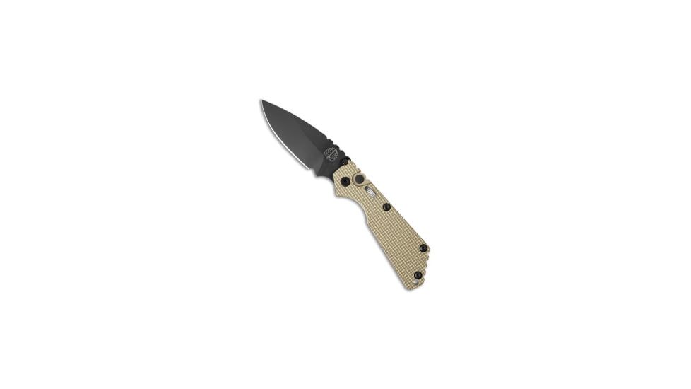 Pro-Tech Knives Strider + SnG Automatic Folding Knife, 3.50in, 154CM, Drop Point Blade, Aluminum, Tan Handle, Knurled w/ Safety, Desert Tan/Black, 8.25 inch, BHQ-34448