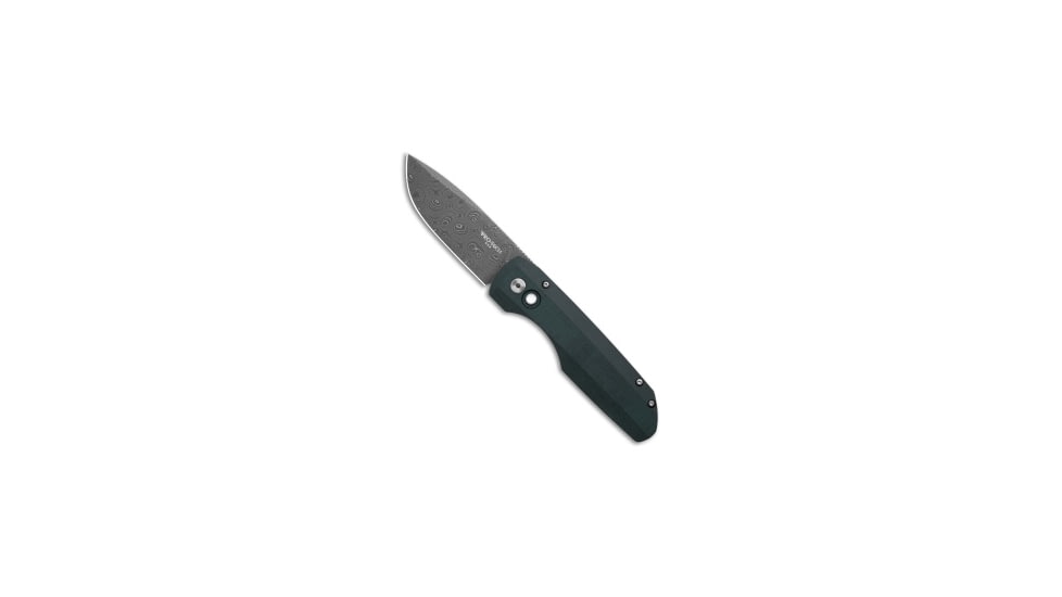 Pro-Tech Knives + Vero Synapse Automatic Folding Knife, 3.50in, Damascus, Drop Point Blade, Aluminum, Micarta, Black/Blue Handle, Black/Blue/Gray, 8.25 inch, BHQ-223147