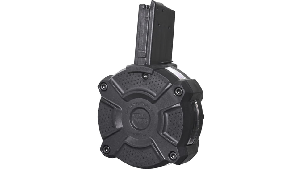 ProMag AR-15 .223 Rem/5.56x45mm Drum Rifle Magazine w/ Capacity Window, 65 Round, Black, 1 Pack, DuPont Zytel Polymer, DRMA24-65RD