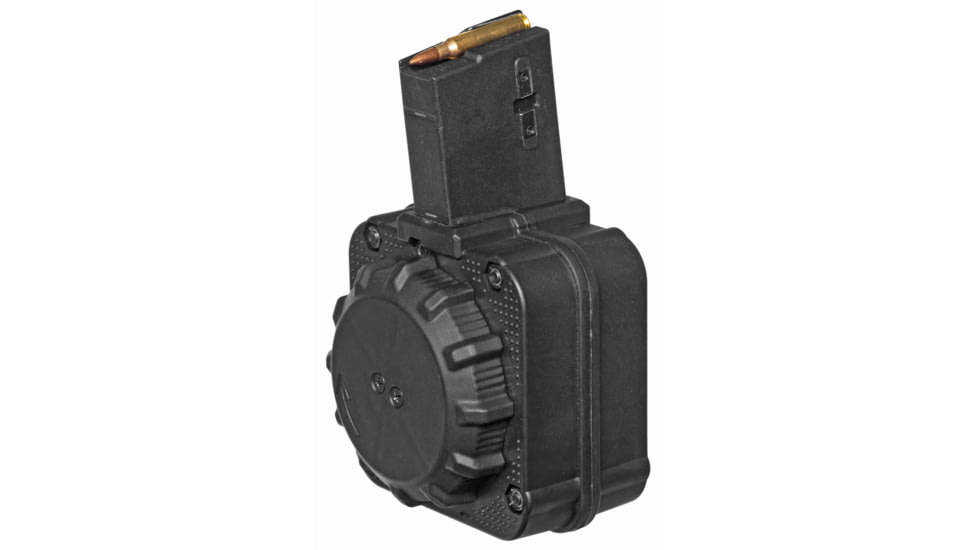 ProMag AR-15 5.56x45mm Drum Rifle Magazine, 65 Round, Black, 1 Pack, DuPont Zytel Polymer, DRMA8-65RD